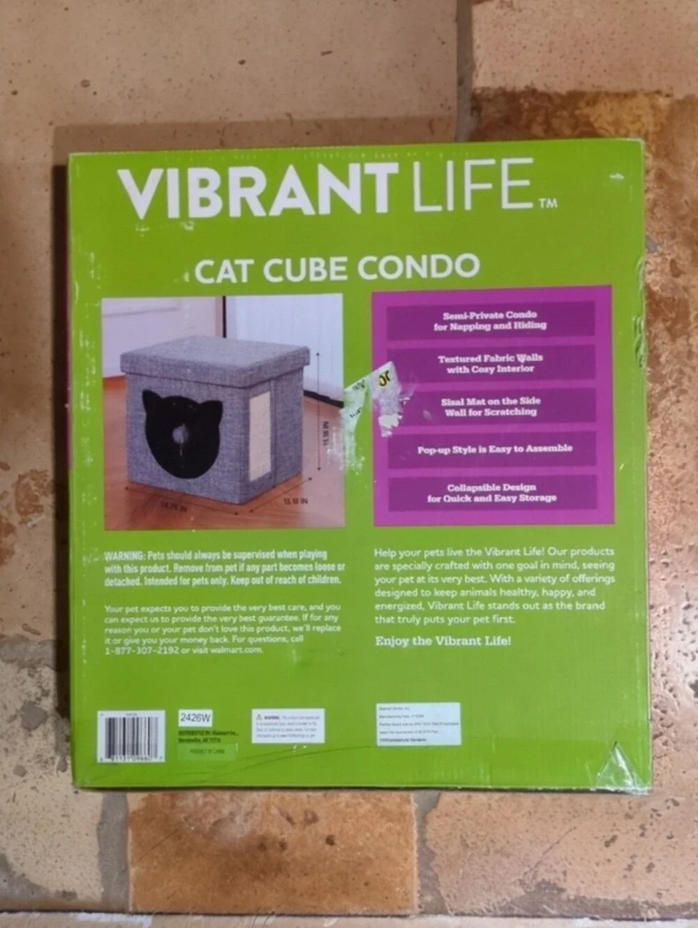 Vibrant Life Cat Cube Condo In GRAY, Satisfy your cat's desire to play and rest!